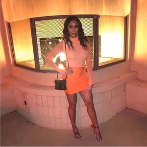Hot Miami Styles Peach Dress Orange Mini Skirt
